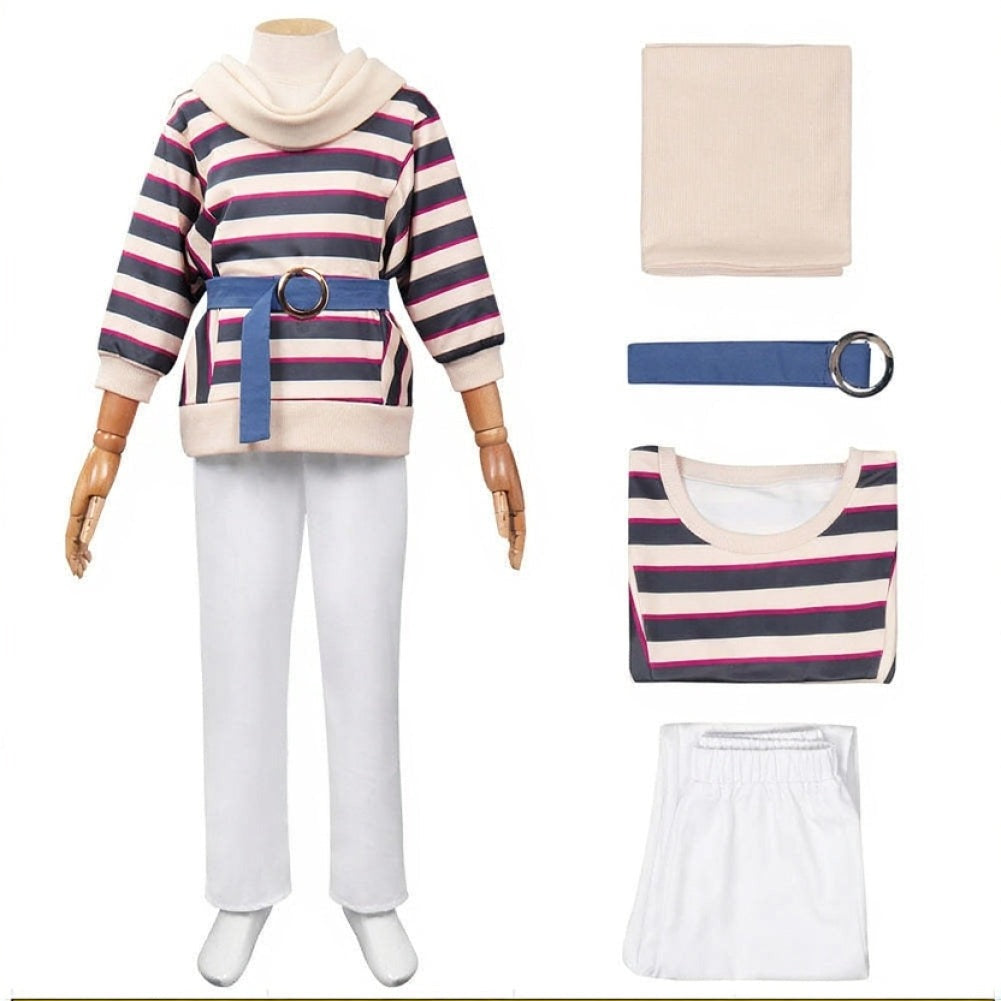 Tenue enfant Stranger Things Nancy Wheeler pull rayé vu de face