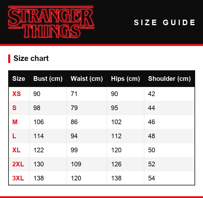 Guida alle taglie – Camicia gialla Stranger Things Undici stagione 3