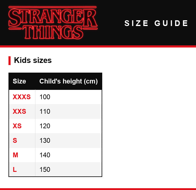 Guida alle taglie – T-shirt da bambino Stranger Things Max Running Up That Hill