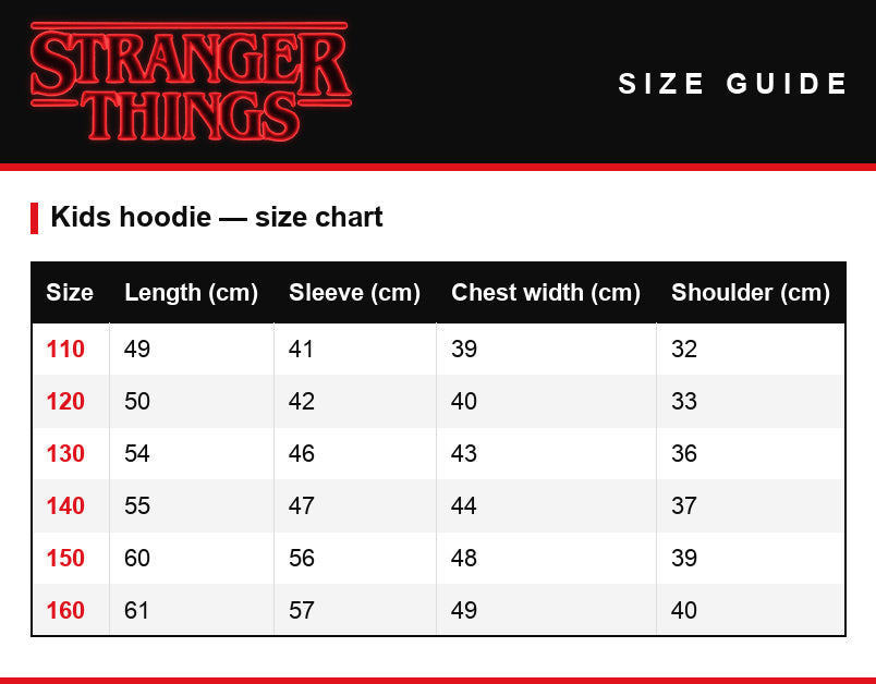 Guida alle taglie – Maglione da bambino Stranger Things Demogorgone